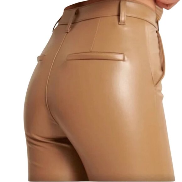 ABERCROMBIE Brown Vegan Leather Split Hem Skinny High Rise Pants Women’s Size 10 - Picture 3 of 9